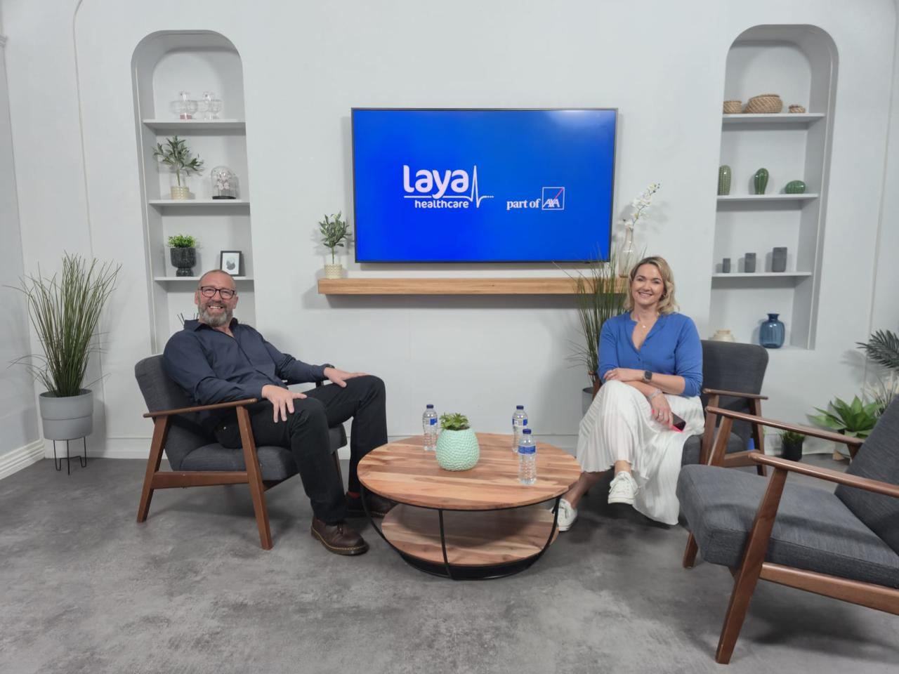 John and Cara filming on the Laya Healthcare set