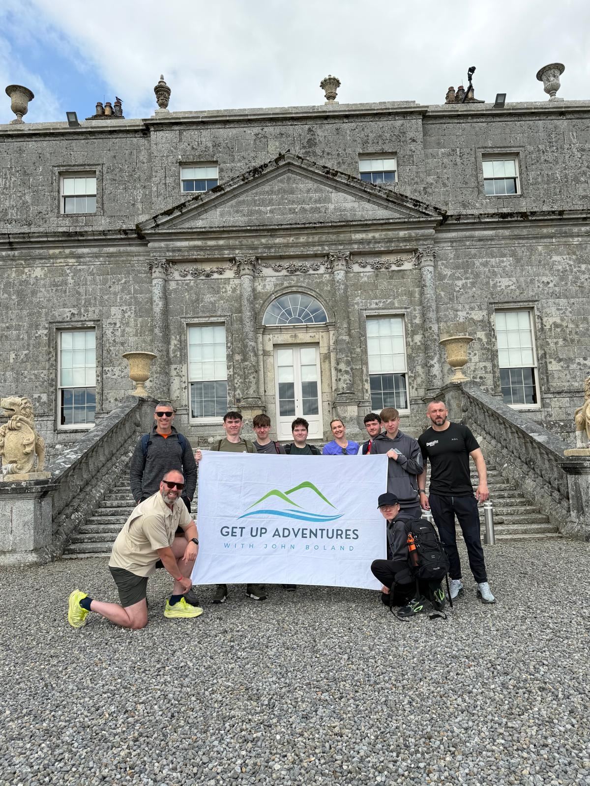 The crew with the flag at Russborough House